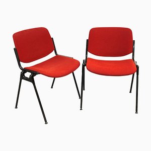 Italian Red Aluminum DSC Chair 106 by Giancarlo Piretti for Castles Alps, 1960s, Set of 2-JDR-1126224