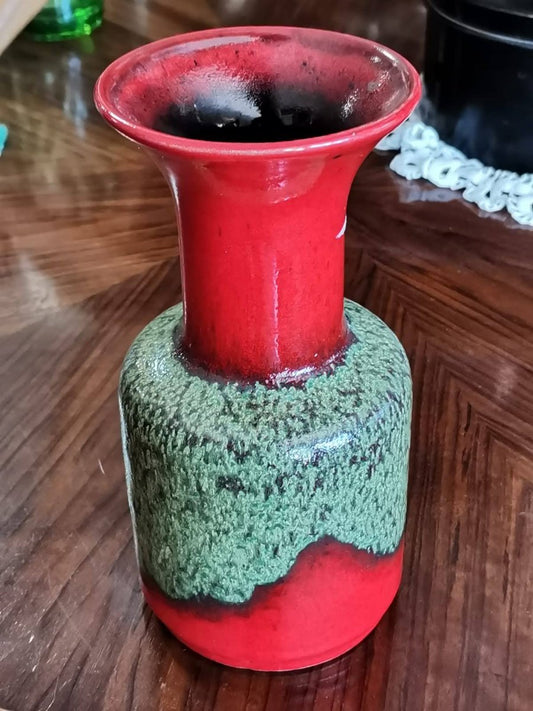 Italian Red and Green Ceramic Vase from Jasba, 1960s