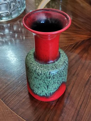 Italian Red and Green Ceramic Vase from Jasba, 1960s-RAQ-684295