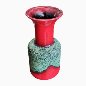 Italian Red and Green Ceramic Vase from Jasba, 1960s-RAQ-684295