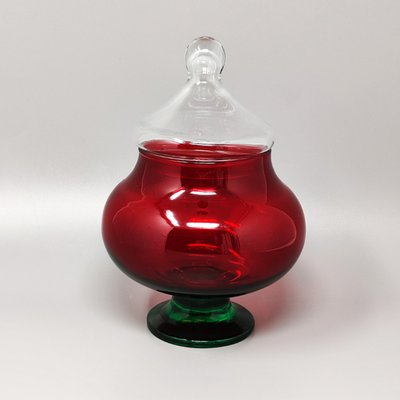 Italian Red and Green Jar in Empoli Glass from Rossini, 1960s-QGR-1279266