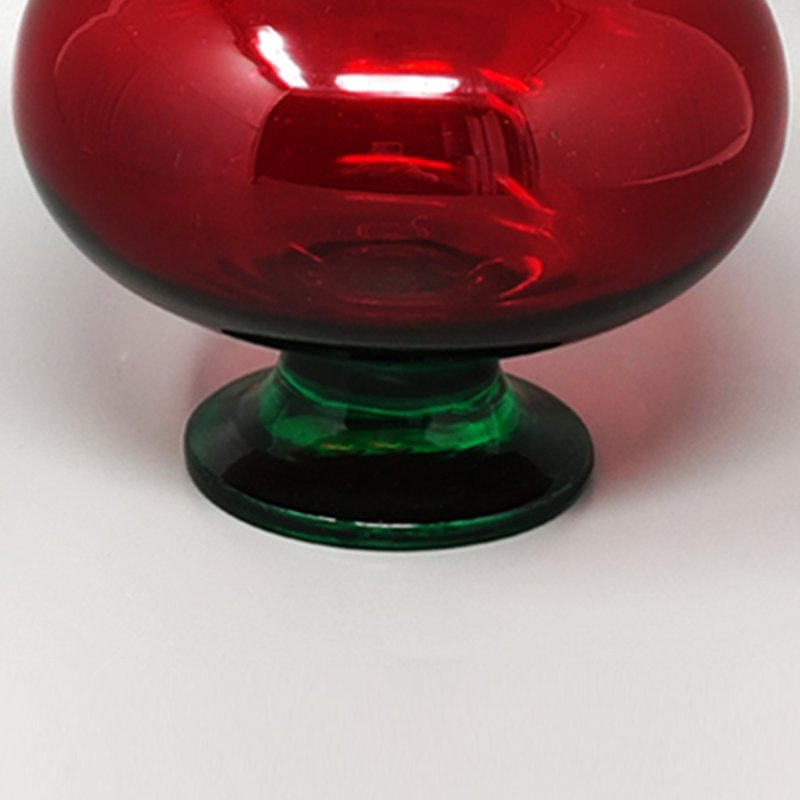 Italian Red and Green Jar in Empoli Glass from Rossini, 1960s