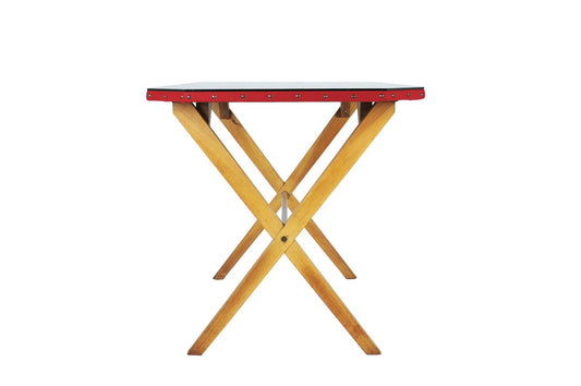 Italian Red Fabric and Glass Rationalist Desk, 1940s