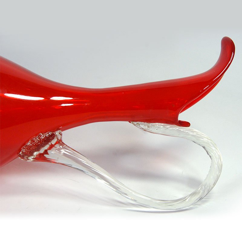 Italian Red Glass Carafe from Empoli, 1970s