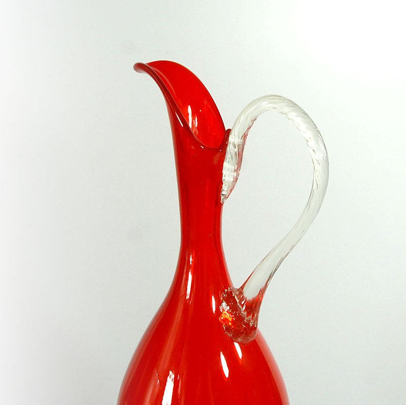 Italian Red Glass Carafe from Empoli, 1970s