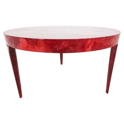 Italian Red Lacquered Parchment Dining Table attributed to Aldo Tura, 1960s-IRH-1449510