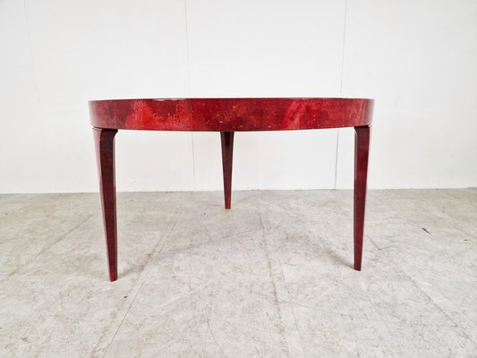 Italian Red Lacquered Parchment Dining Table attributed to Aldo Tura, 1960s-IRH-1449510