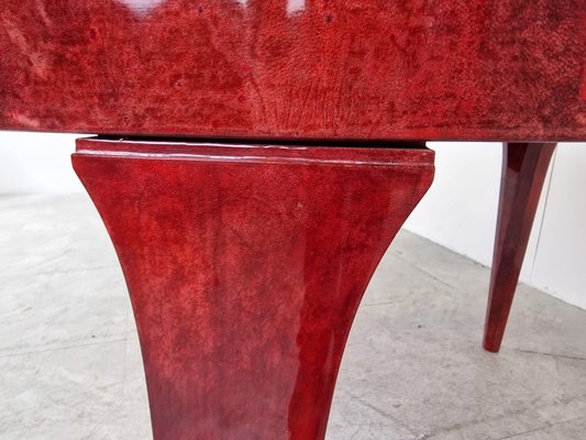 Italian Red Lacquered Parchment Dining Table attributed to Aldo Tura, 1960s-IRH-1449510