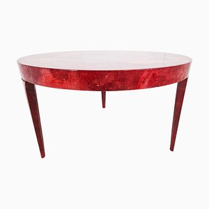 Italian Red Lacquered Parchment Dining Table attributed to Aldo Tura, 1960s-IRH-1449510