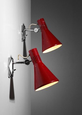 Italian Red Lacquered Sconces from Stilnovo, 1960s, Set of 2-YU-1075704