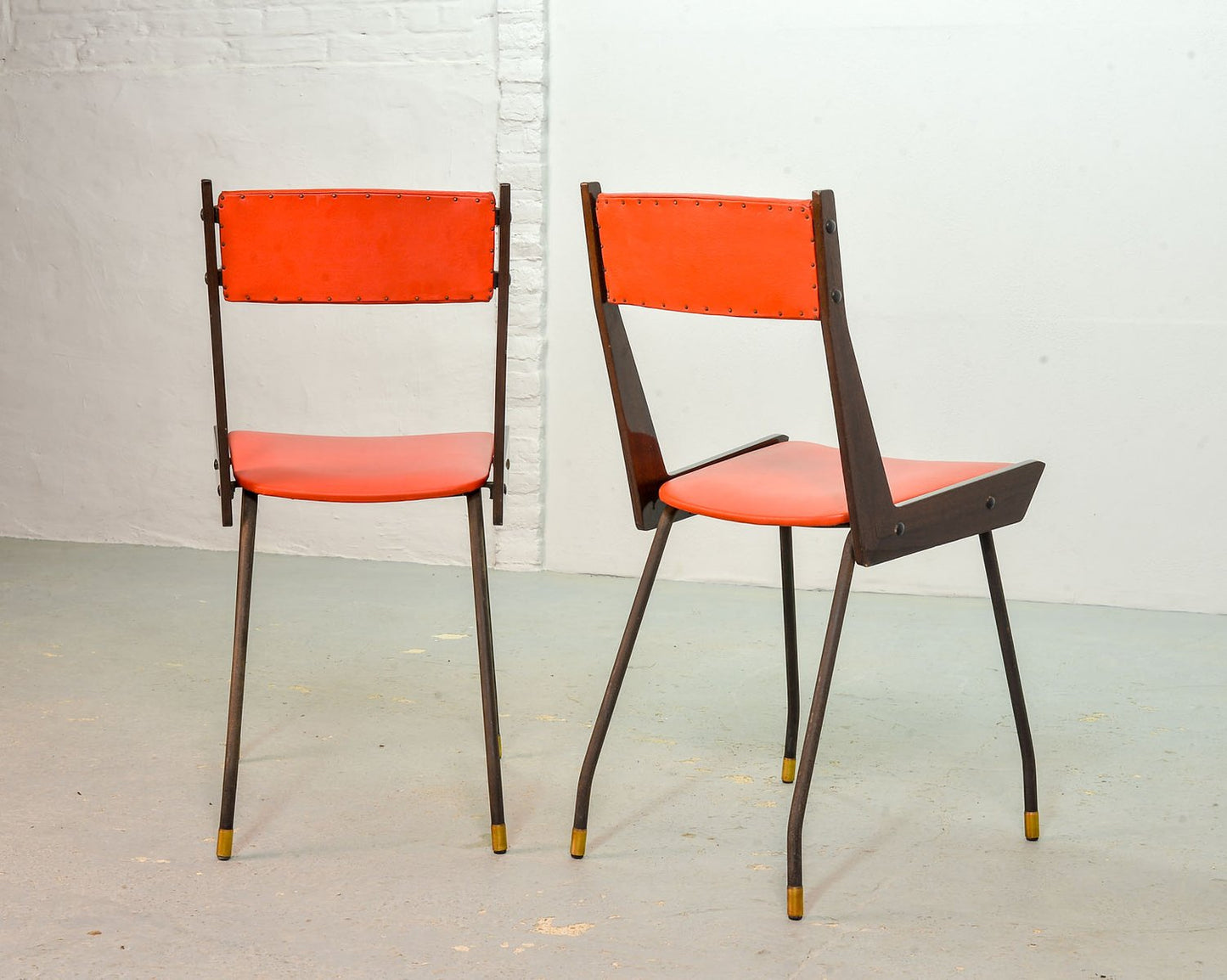 Italian Red Leatherette Dining Chairs by Gianfranco Frattini for R&B, 1950s, Set of 6