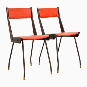 Italian Red Leatherette Dining Chairs by Gianfranco Frattini for R&B, 1950s, Set of 6-IXC-892915