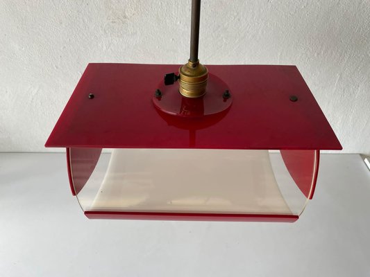 Italian Red Plastic Pendant Lamp, 1970s-RDS-1147848