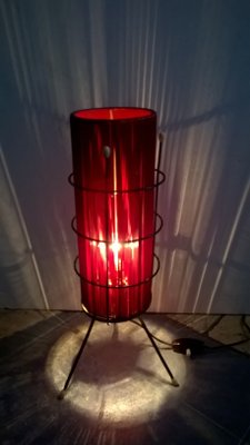 Italian Red Plastic Table Lamp, 1950s-EI-175436