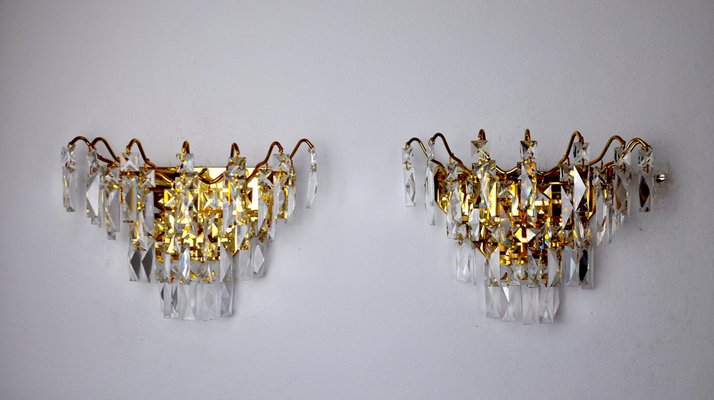 Italian Regency Crystal Sconces, 1970, Set of 2-EJE-1028463