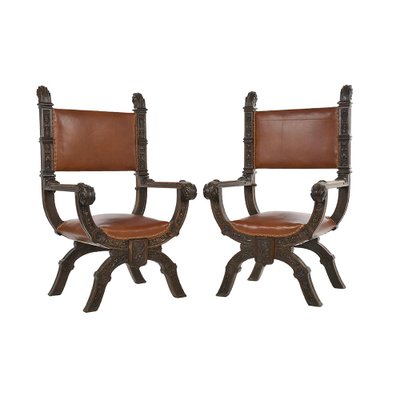 Italian Renaissance Style Chairs, Set of 2-NQ-1339444