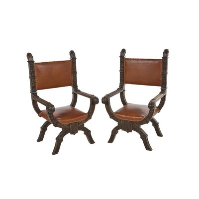 Italian Renaissance Style Chairs, Set of 2-NQ-1339444