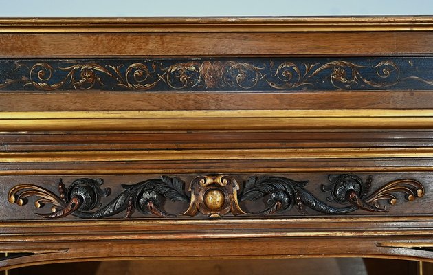 Italian Renaissance Walnut Work Cabinet and Desk, 1900, Set of 2-RVK-2020023