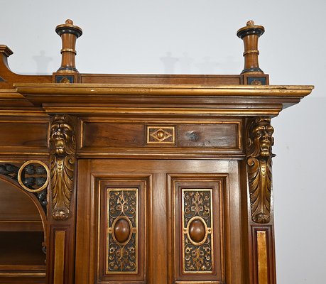 Italian Renaissance Walnut Work Cabinet and Desk, 1900, Set of 2-RVK-2020023