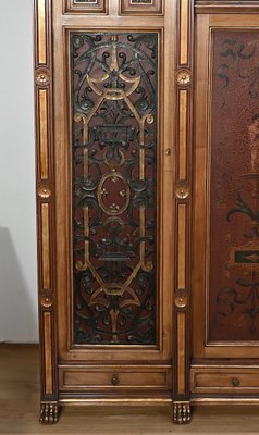 Italian Renaissance Walnut Work Cabinet and Desk, 1900, Set of 2-RVK-2020023