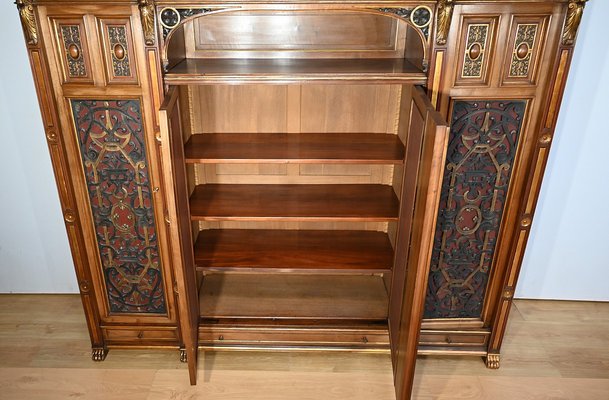 Italian Renaissance Walnut Work Cabinet and Desk, 1900, Set of 2-RVK-2020023