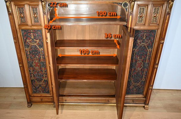 Italian Renaissance Walnut Work Cabinet and Desk, 1900, Set of 2-RVK-2020023