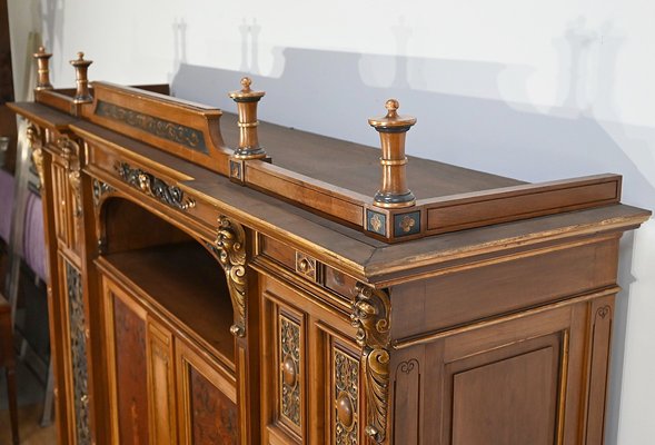 Italian Renaissance Walnut Work Cabinet and Desk, 1900, Set of 2-RVK-2020023