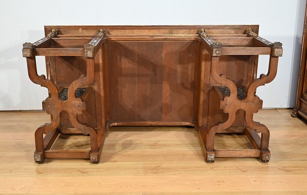 Italian Renaissance Walnut Work Cabinet and Desk, 1900, Set of 2-RVK-2020023