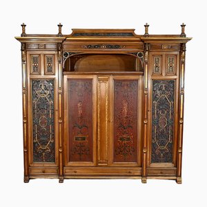 Italian Renaissance Walnut Work Cabinet and Desk, 1900, Set of 2-RVK-2020023