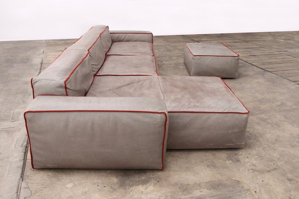 Italian Riff Modular Sofa in Leather from Flexteam, 1999, Set of 4-EZZ-1821062