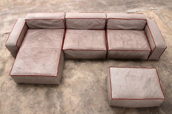 Italian Riff Modular Sofa in Leather from Flexteam, 1999, Set of 4-EZZ-1821062