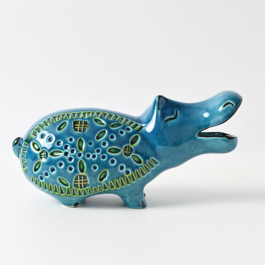 Italian Rimini Blue Hippo Figurine from Italica Ars, 1960s