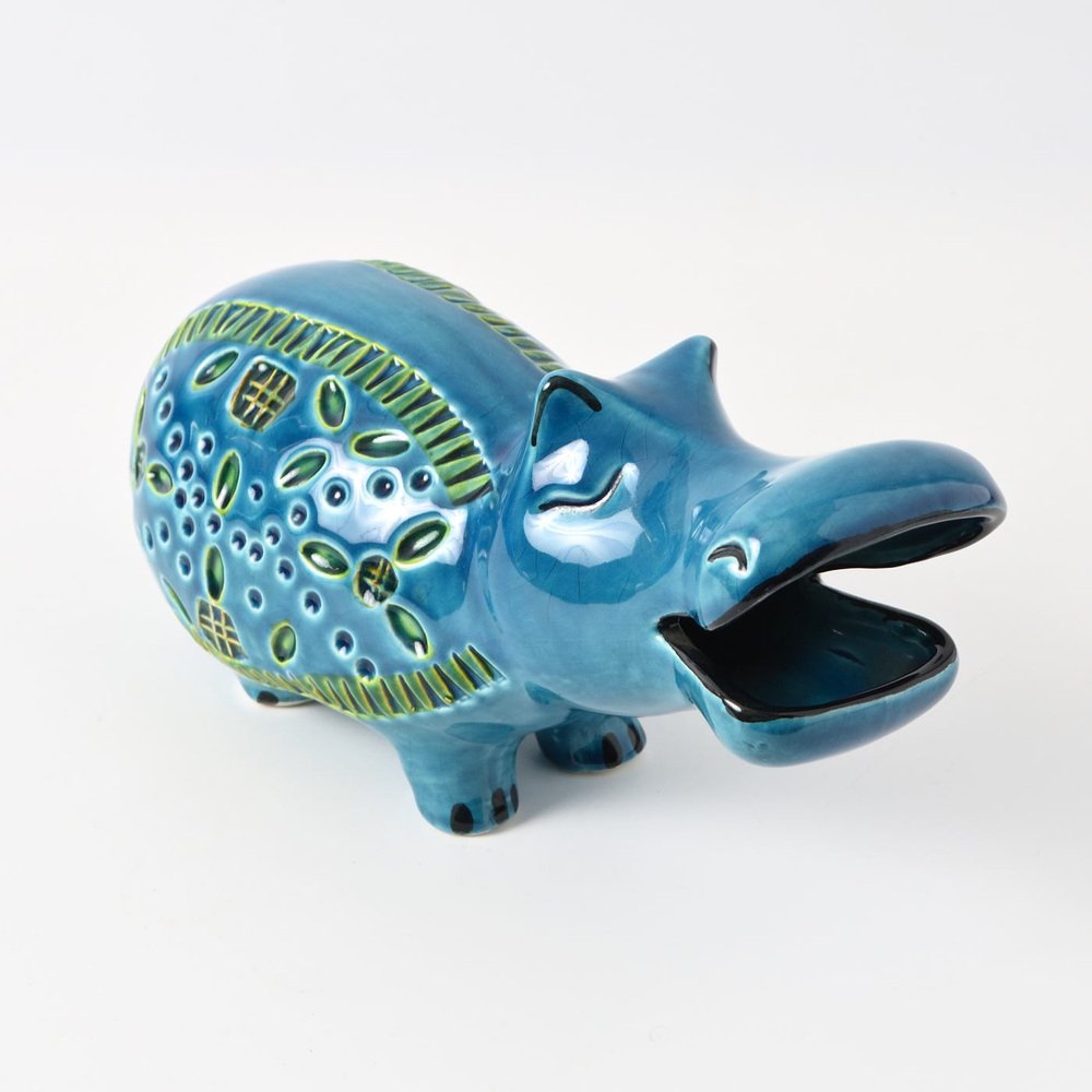 Italian Rimini Blue Hippo Figurine from Italica Ars, 1960s