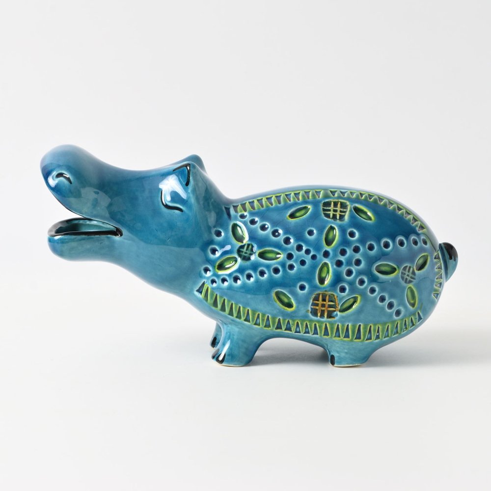 Italian Rimini Blue Hippo Figurine from Italica Ars, 1960s