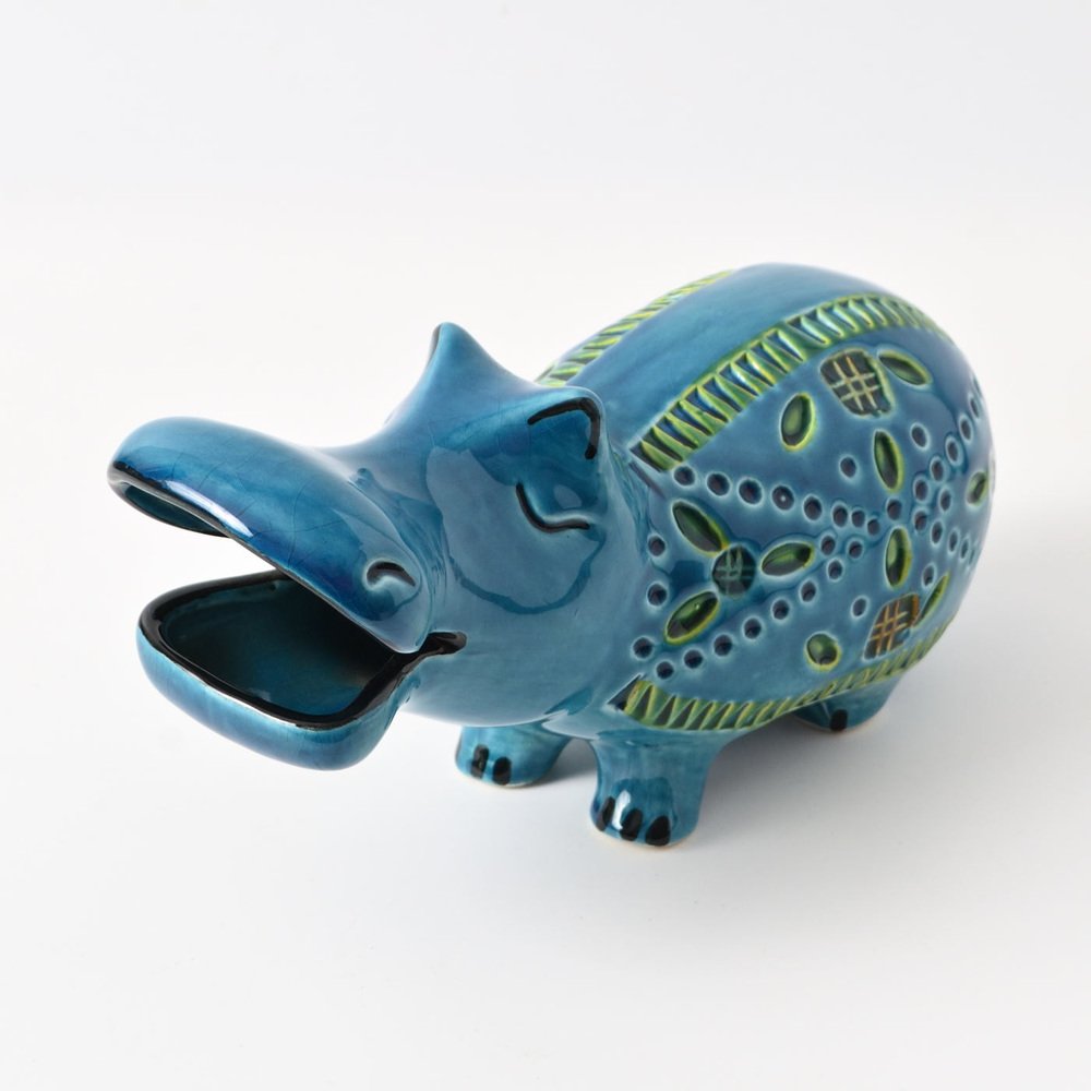 Italian Rimini Blue Hippo Figurine from Italica Ars, 1960s