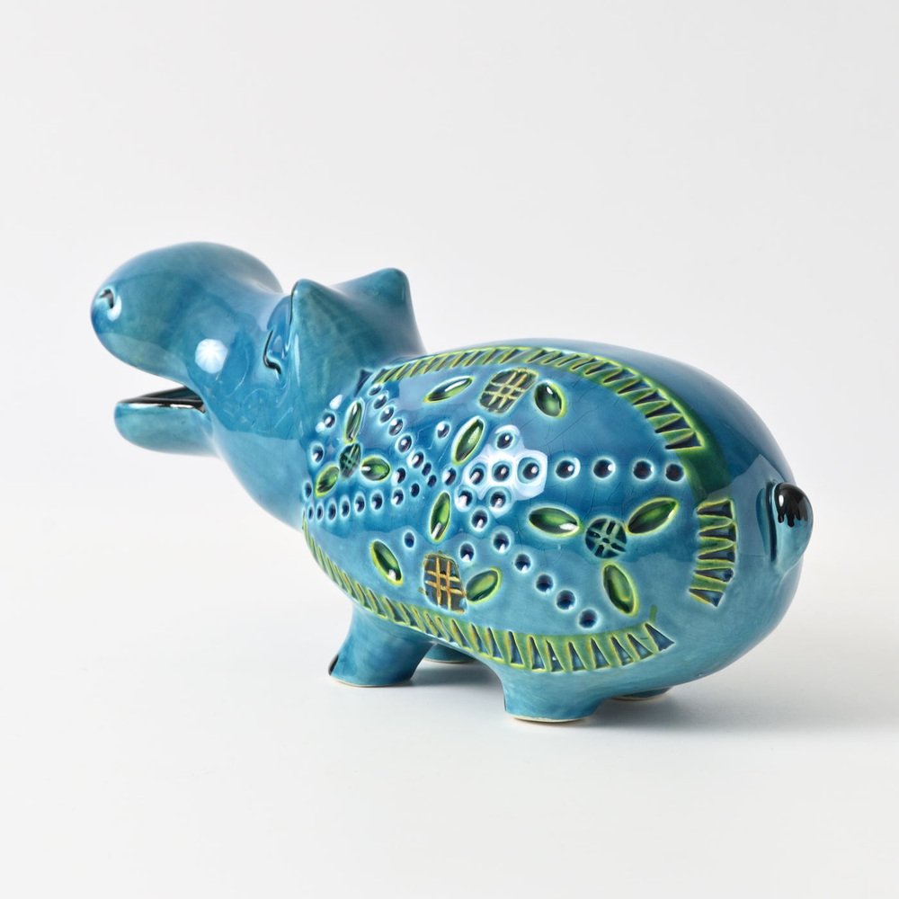 Italian Rimini Blue Hippo Figurine from Italica Ars, 1960s