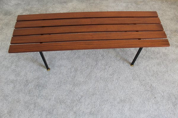 Italian Rosewood and Metal Bench, 1970s-OAQ-1337662