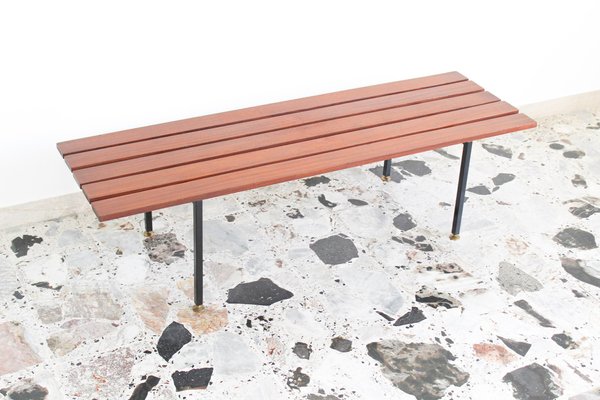 Italian Rosewood and Metal Bench, 1970s-OAQ-1337662