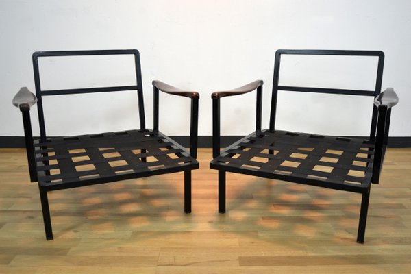 Italian Rosewood Model P24 Lounge Chairs by Osvaldo Borsani for Tecno, 1960s, Set of 2-QZZ-577025