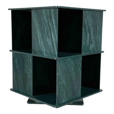 Italian Rotating Green Marble & Acrylic Glass Nightstands, 1970s, Set of 2-RPH-889133