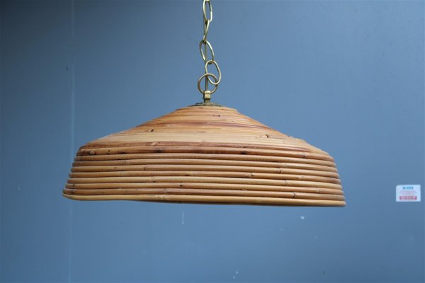 Italian Round Bamboo Chandelier, 1950s-EH-1091826