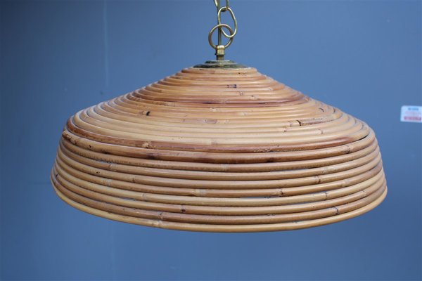 Italian Round Bamboo Chandelier, 1950s-EH-1091826