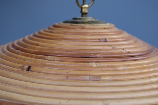 Italian Round Bamboo Chandelier, 1950s-EH-1091826