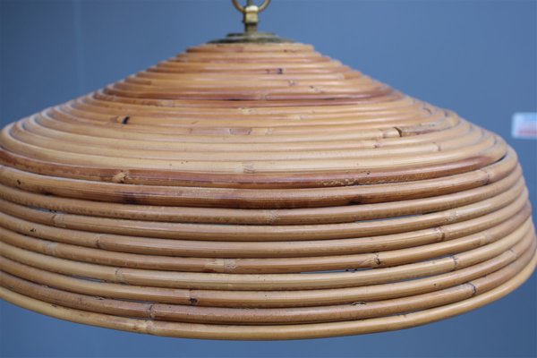 Italian Round Bamboo Chandelier, 1950s-EH-1091826