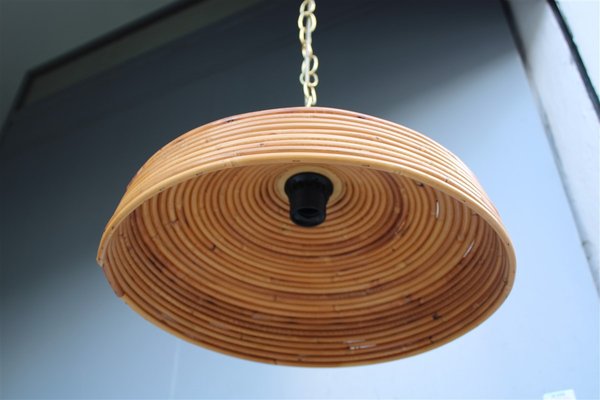 Italian Round Bamboo Chandelier, 1950s-EH-1091826