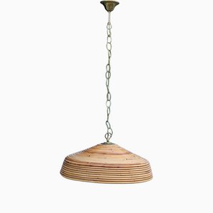 Italian Round Bamboo Chandelier, 1950s-EH-1091826