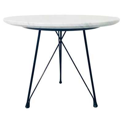 Italian Round Coffee Table in Marble & Black Enamelled Metal, 1960s-GDD-1283925