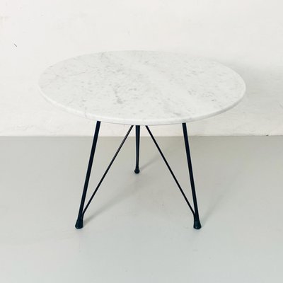 Italian Round Coffee Table in Marble & Black Enamelled Metal, 1960s-GDD-1283925