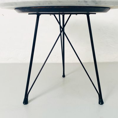 Italian Round Coffee Table in Marble & Black Enamelled Metal, 1960s-GDD-1283925