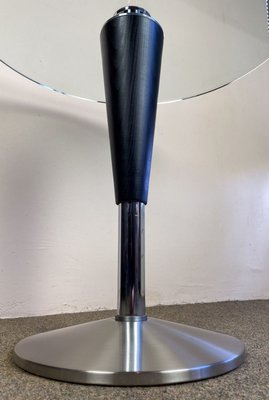 Italian Round Coffee Table with Tapered Leg & Glass Top, 1980s-WZZ-776205